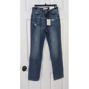 Zenana High Rise Straight Leg Jeans‎ Distressed Denim Medium Wash Size 24 NWT